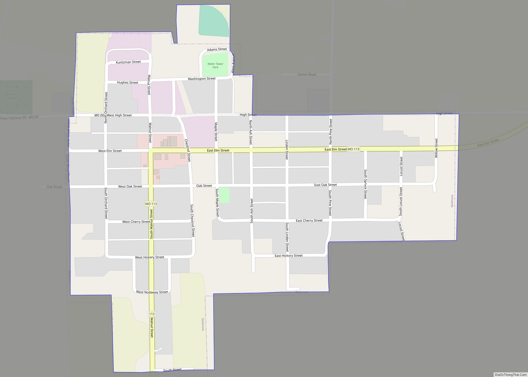 Map of Skidmore city