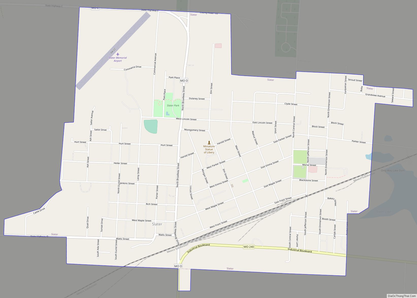 Map of Slater city, Missouri