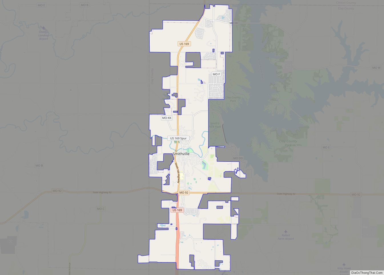 Map of Smithville city, Missouri