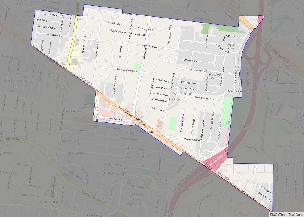 Map of St. John city, Missouri