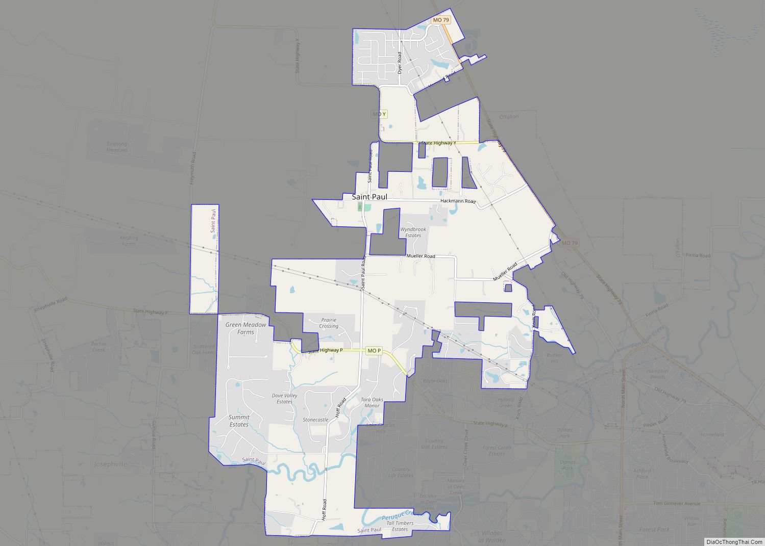 Map of St. Paul city, Missouri