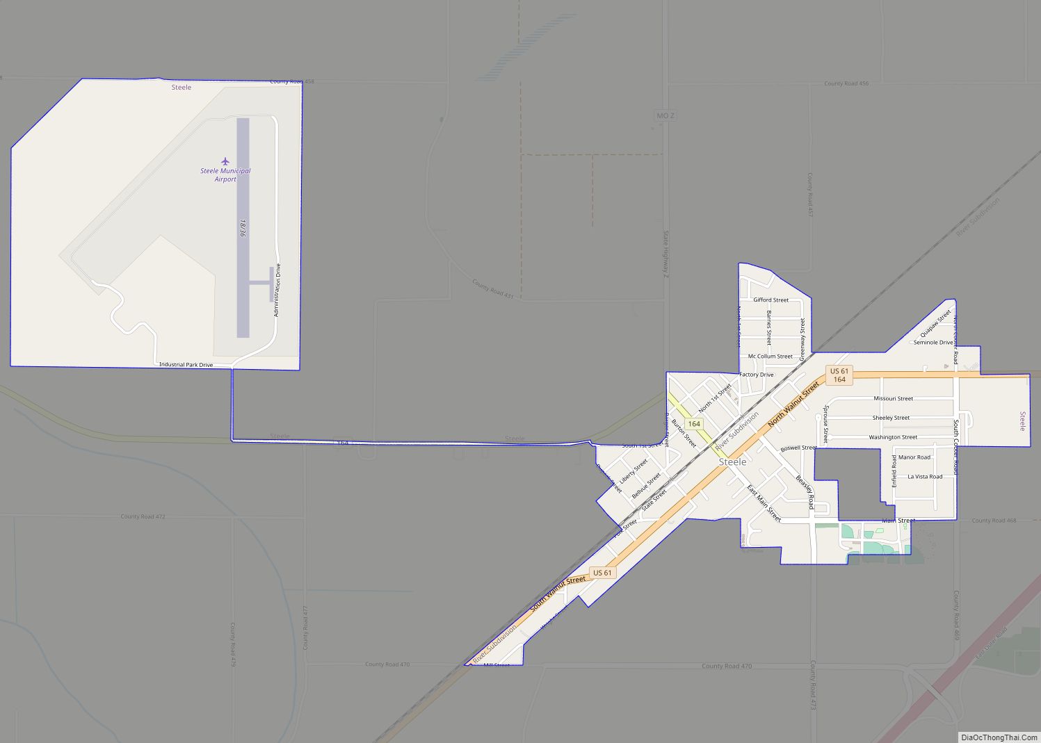 Map of Steele city, Missouri