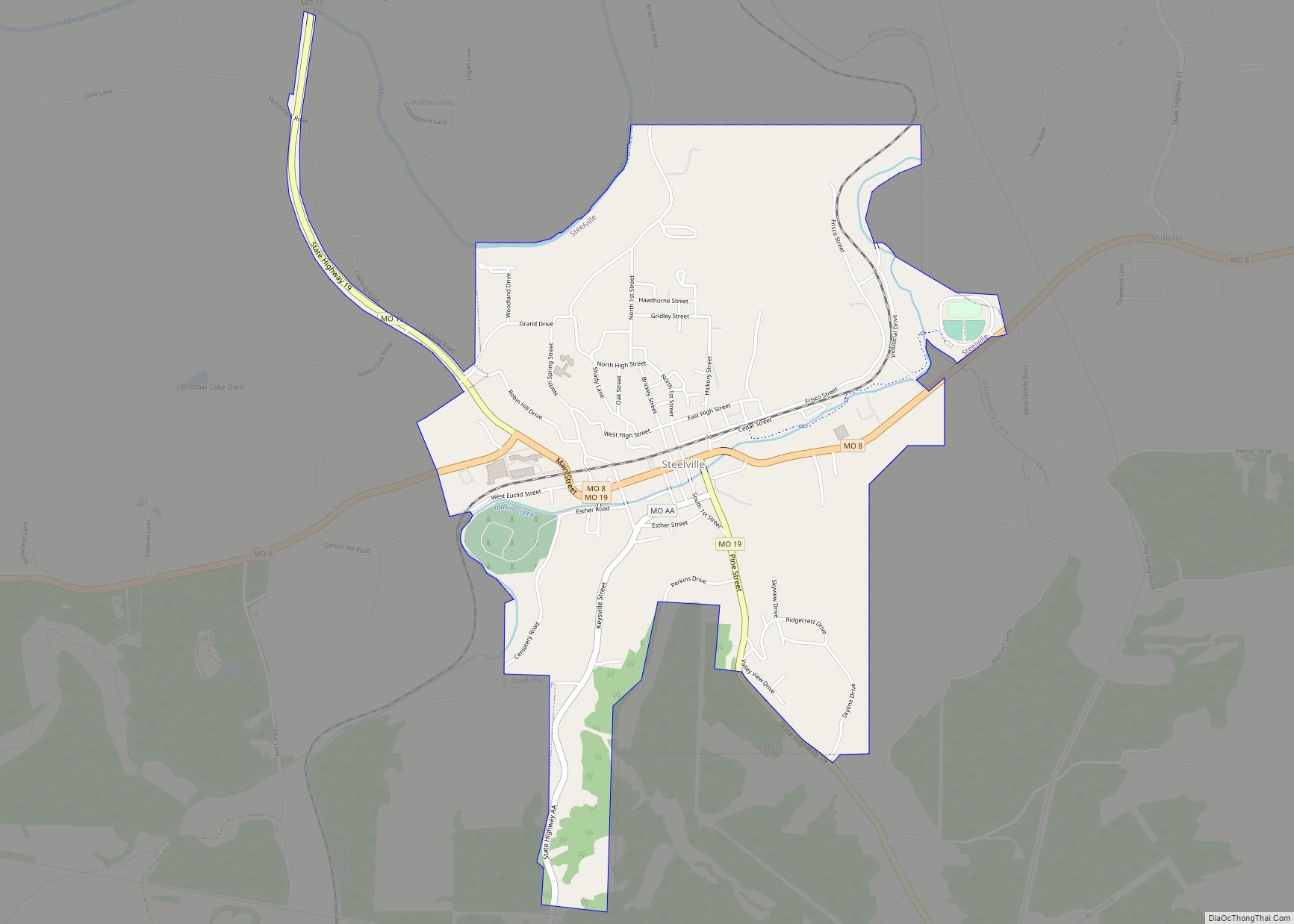 Map of Steelville city