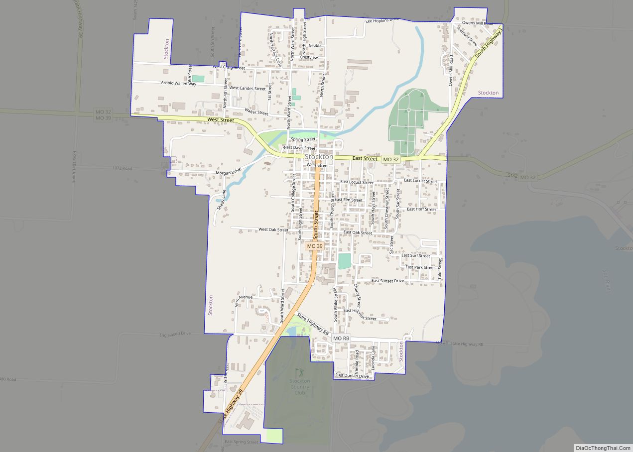 Map of Stockton city, Missouri