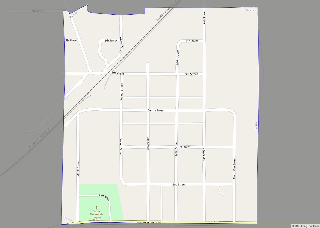 Map of Sumner town, Missouri