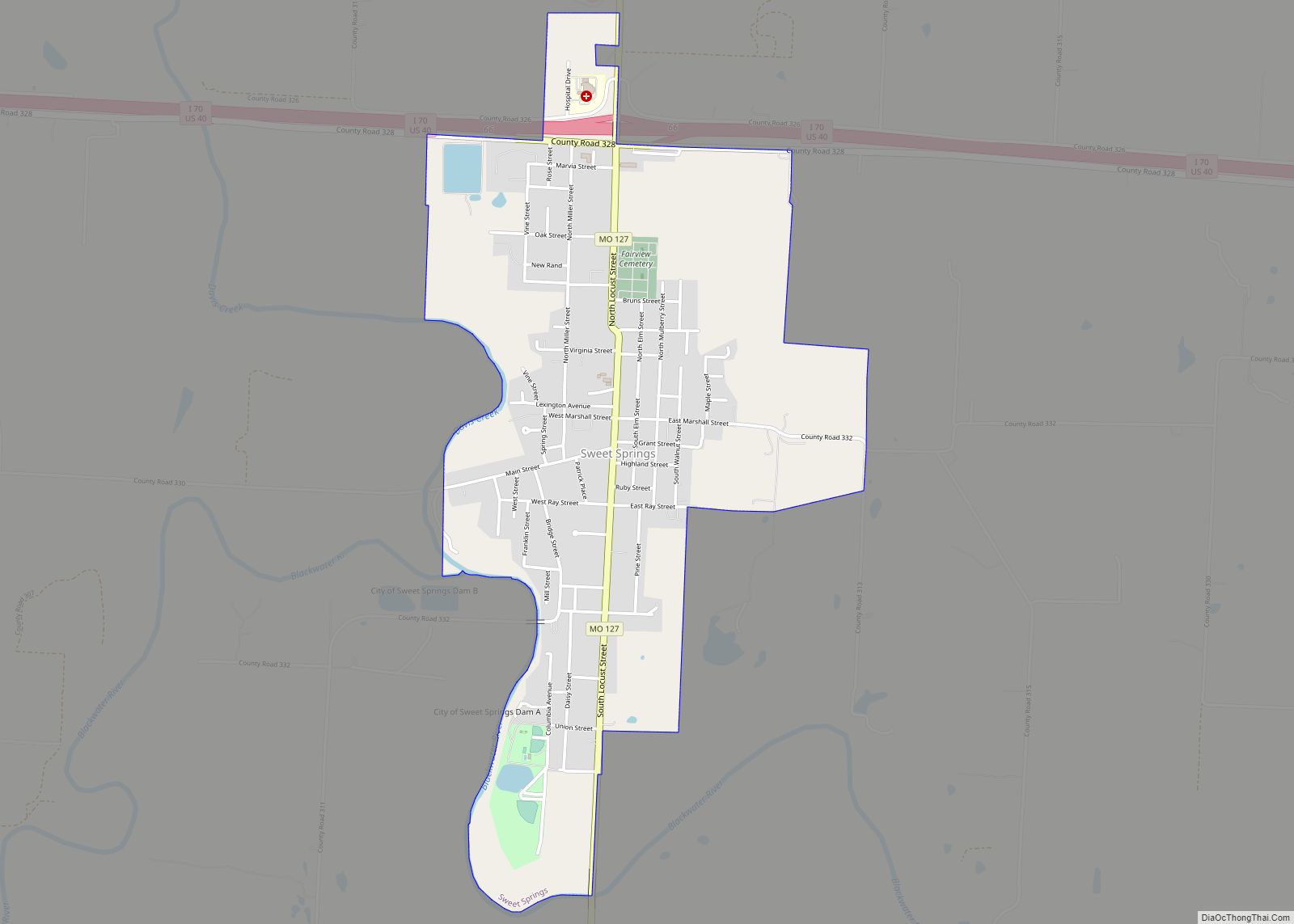 Map of Sweet Springs city