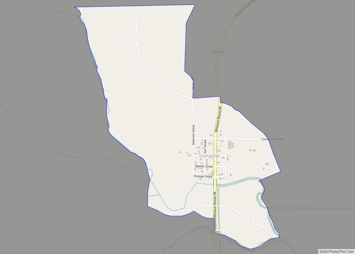 Map of Thomasville CDP, Missouri