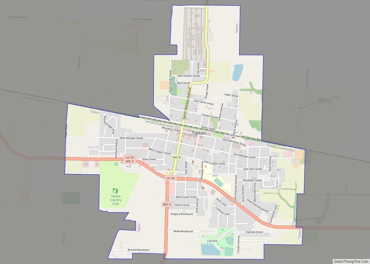Map of Tipton city, Missouri