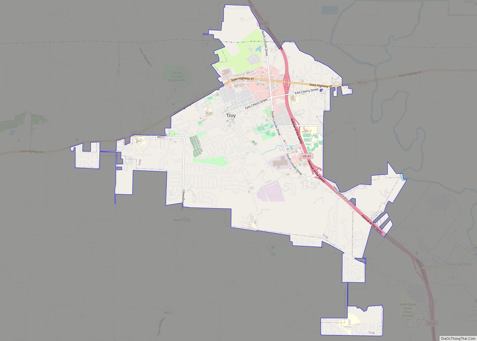 Map of Troy city, Missouri
