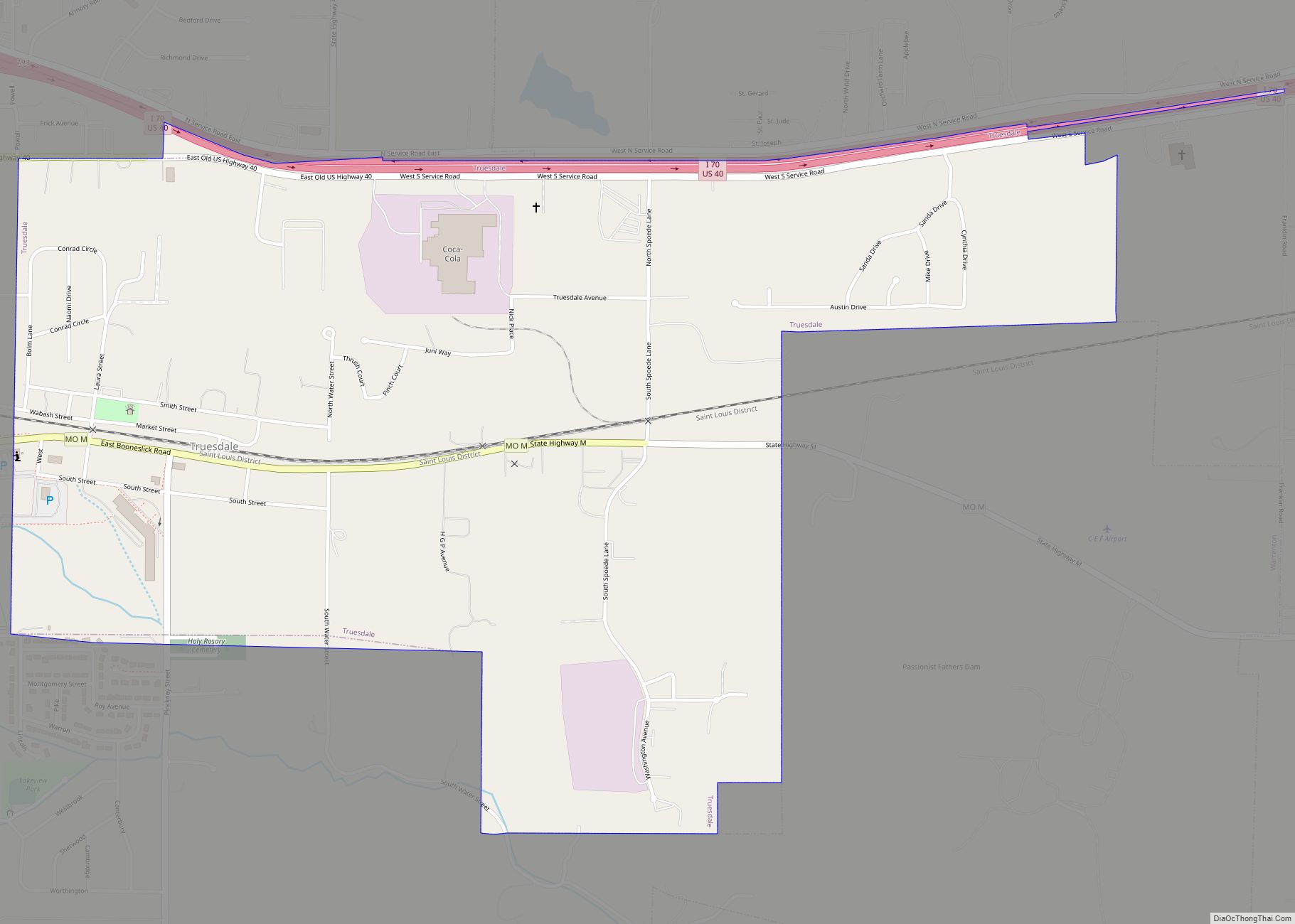 Map of Truesdale city, Missouri