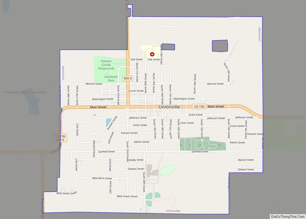Map of Unionville city, Missouri