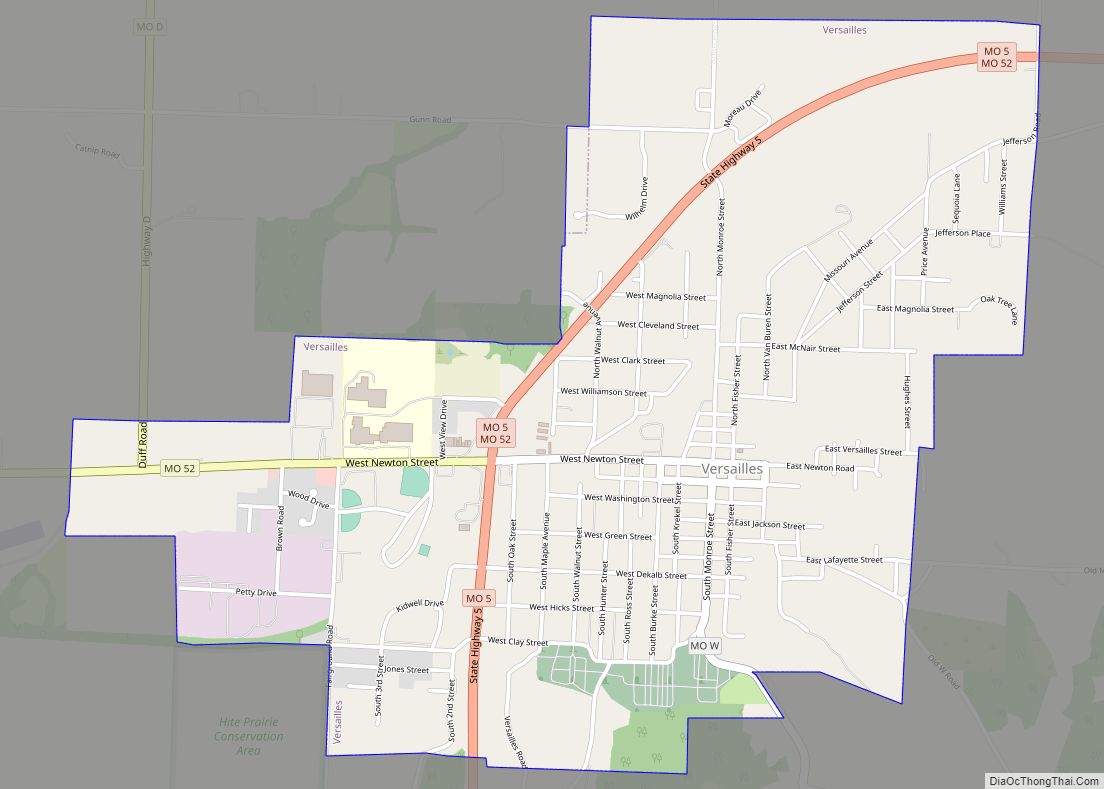 Map of Versailles city, Missouri