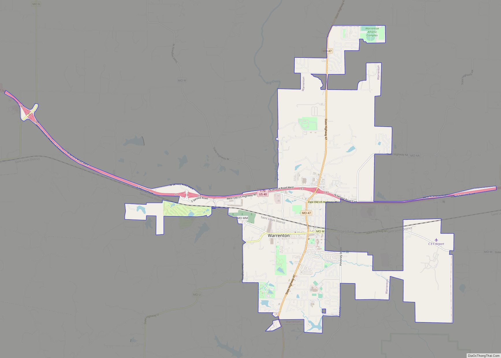 Map of Warrenton city, Missouri