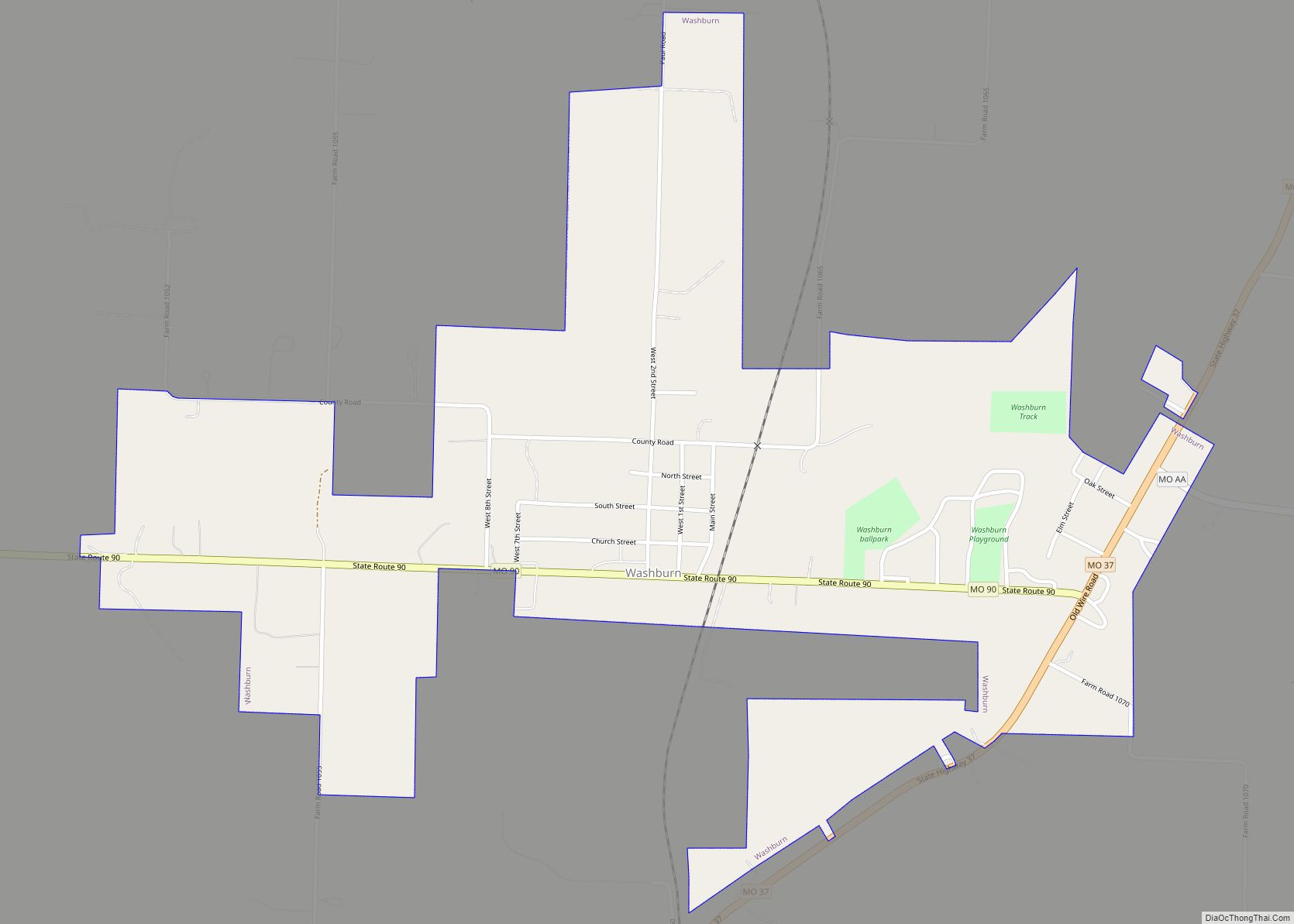 Map of Washburn city, Missouri