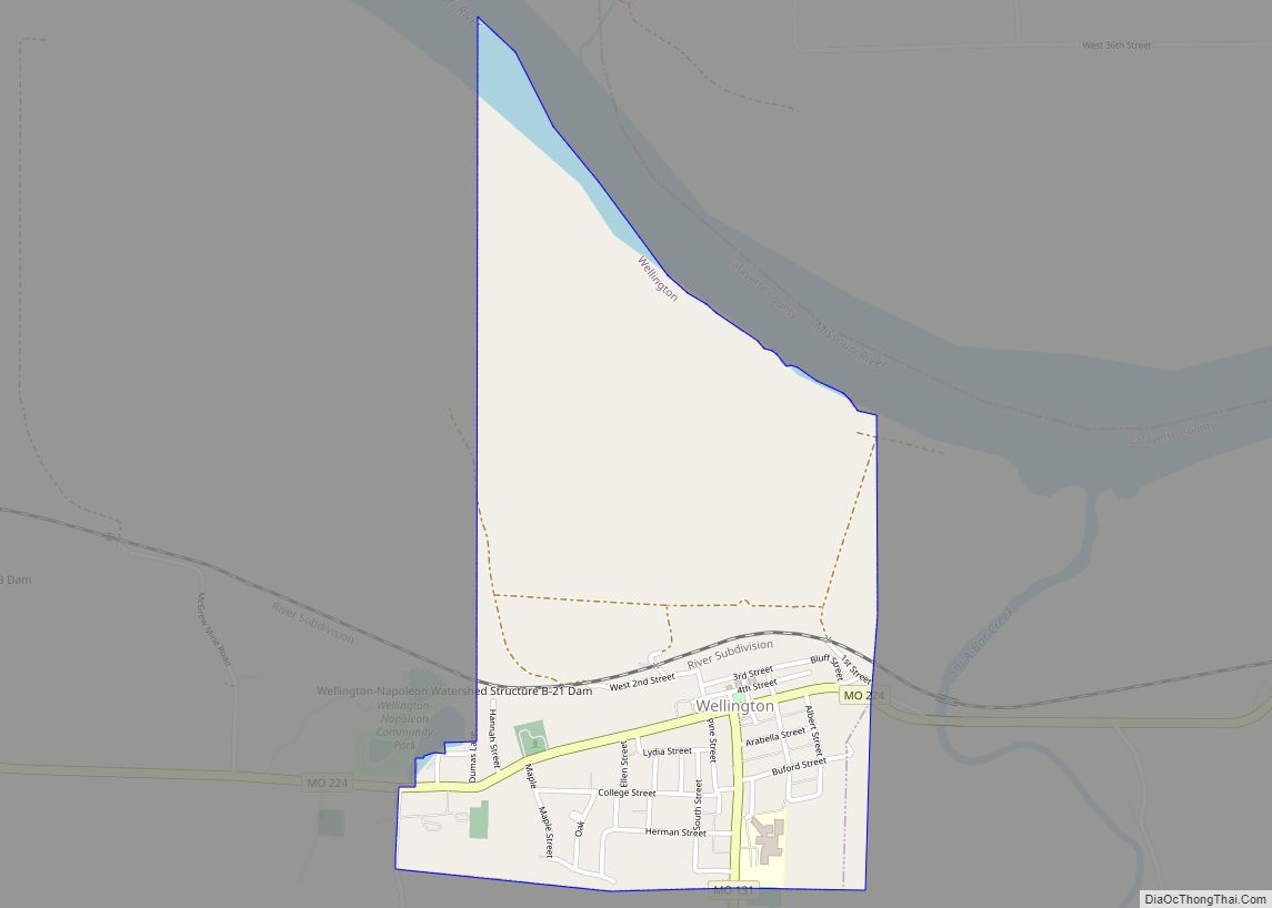 Map of Wellington city, Missouri
