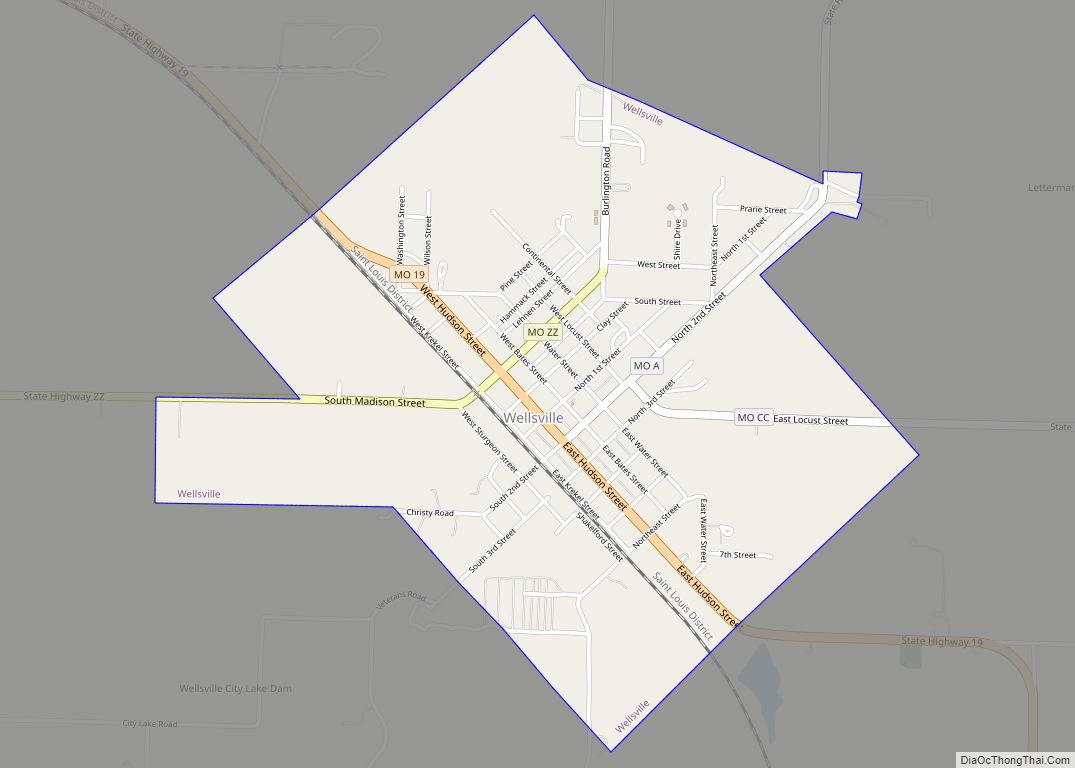 Map of Wellsville city, Missouri