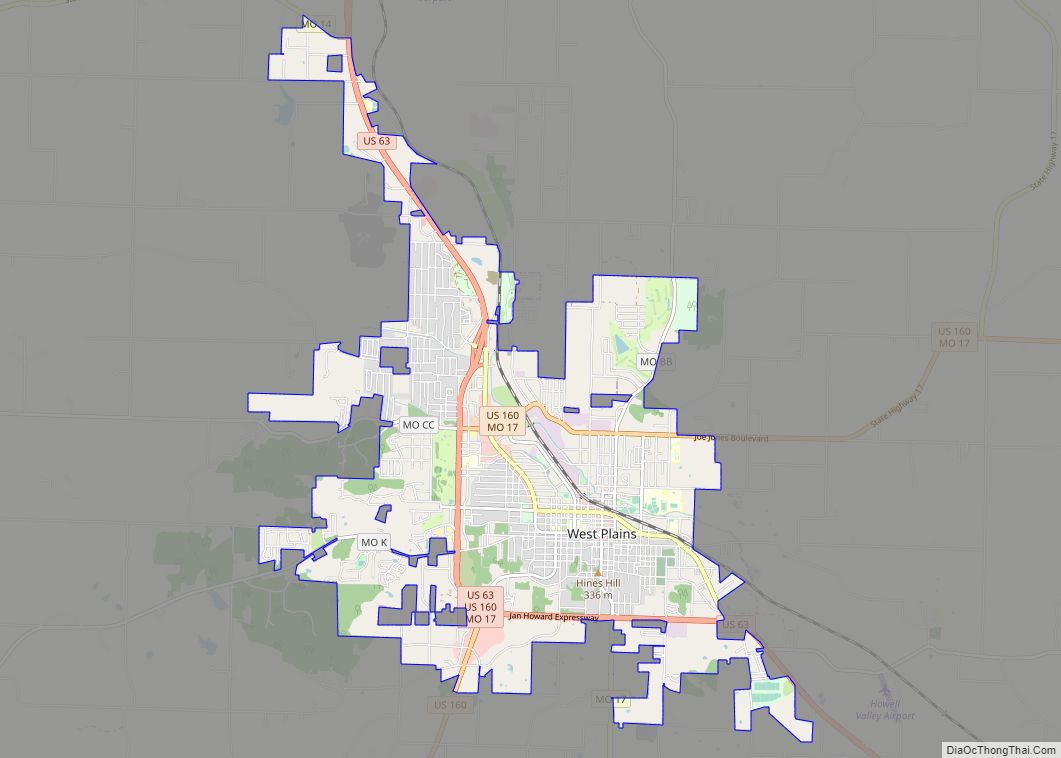 Map of West Plains city