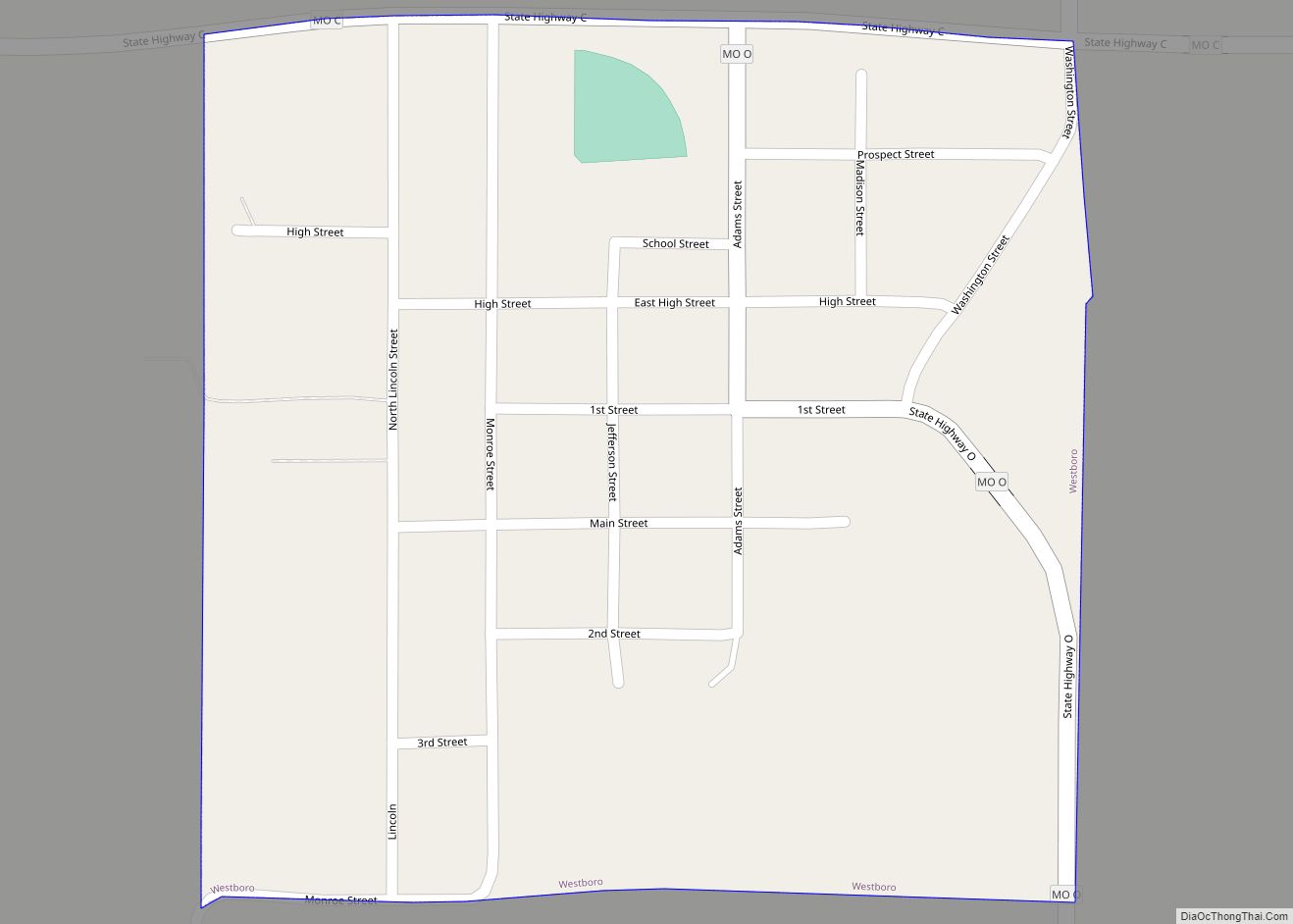 Map of Westboro city, Missouri