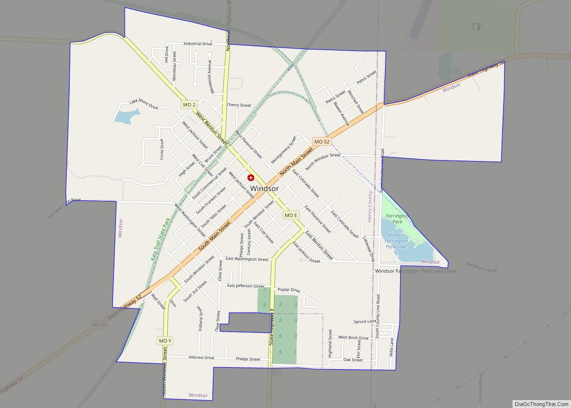 Map of Windsor city, Missouri