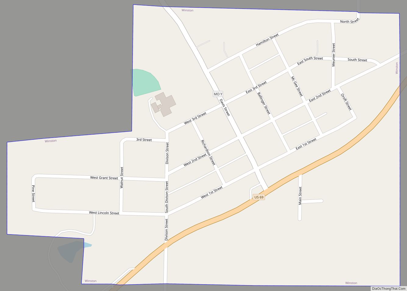 Map of Winston village, Missouri