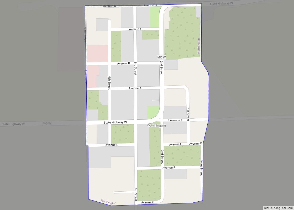 Map of Worthington village, Missouri