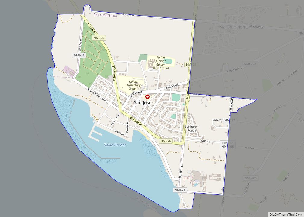Map of San Jose (Tinian Municipality) village, Northern Mariana Islands