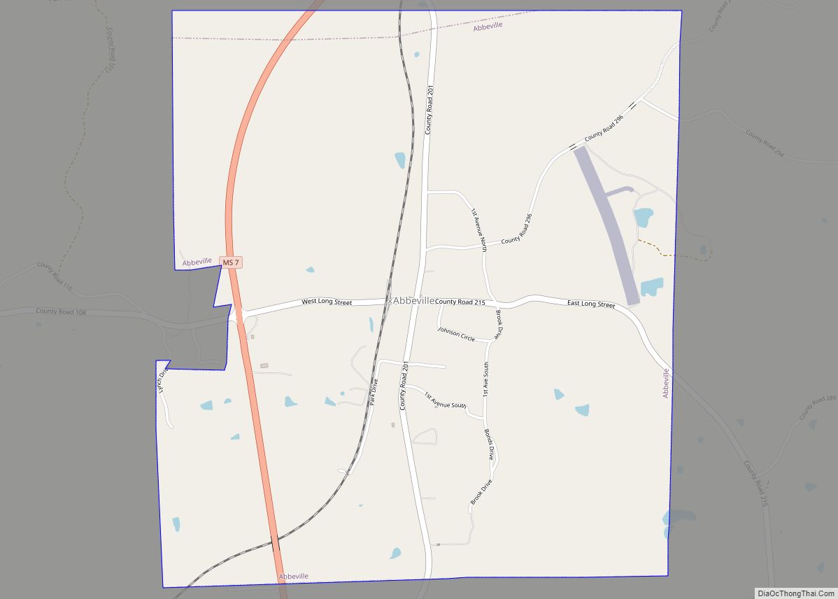 Map of Abbeville town, Mississippi