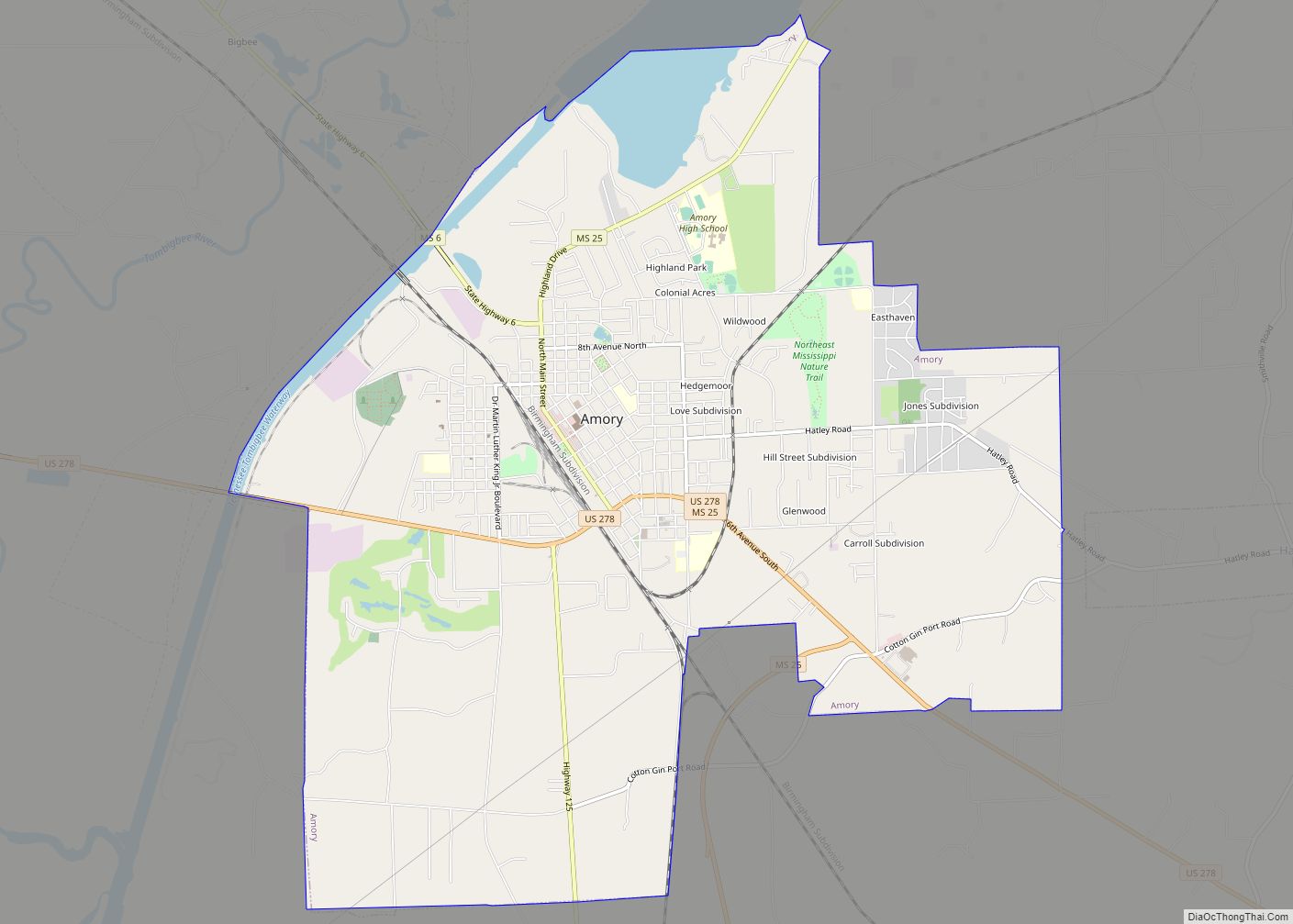 Map of Amory city