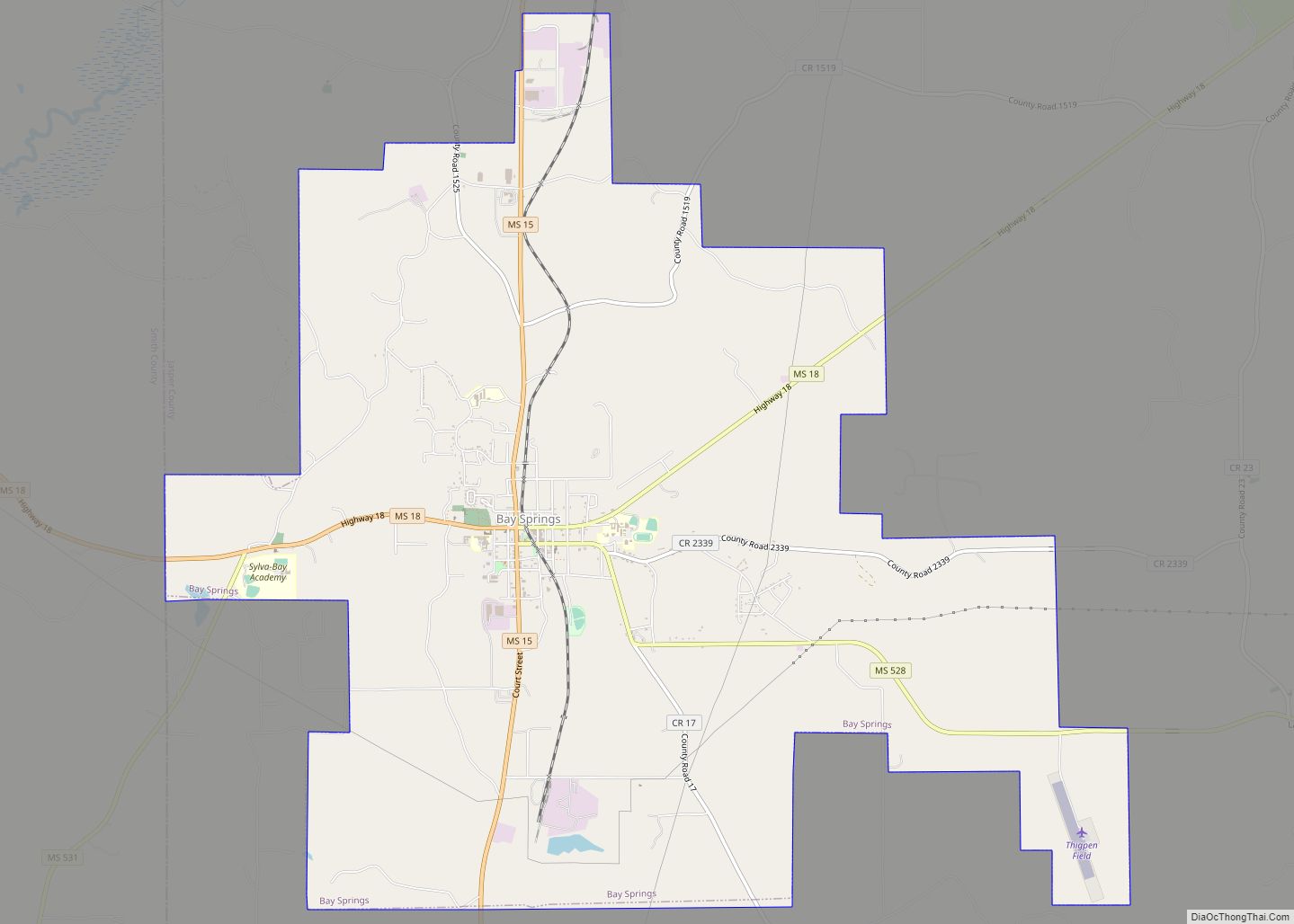 Map of Bay Springs city