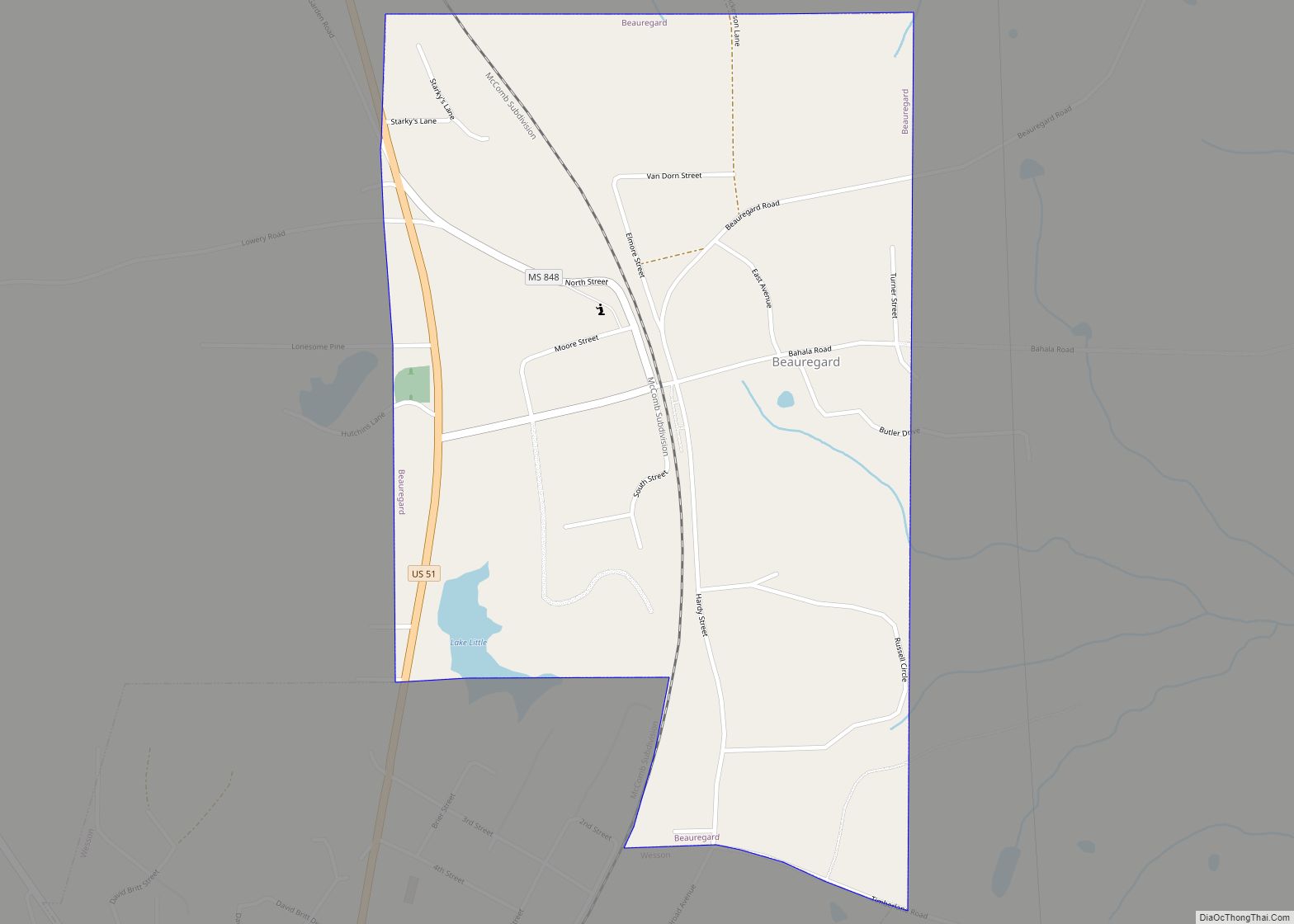 Map of Beauregard village