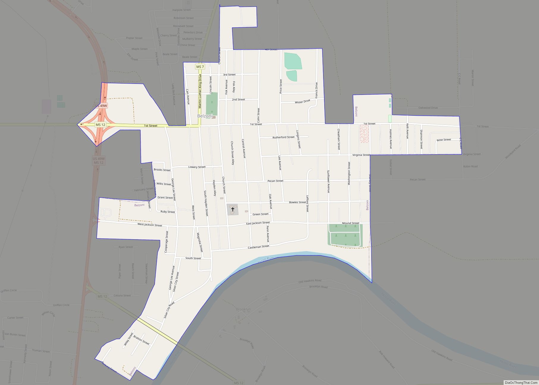 Map of Belzoni city