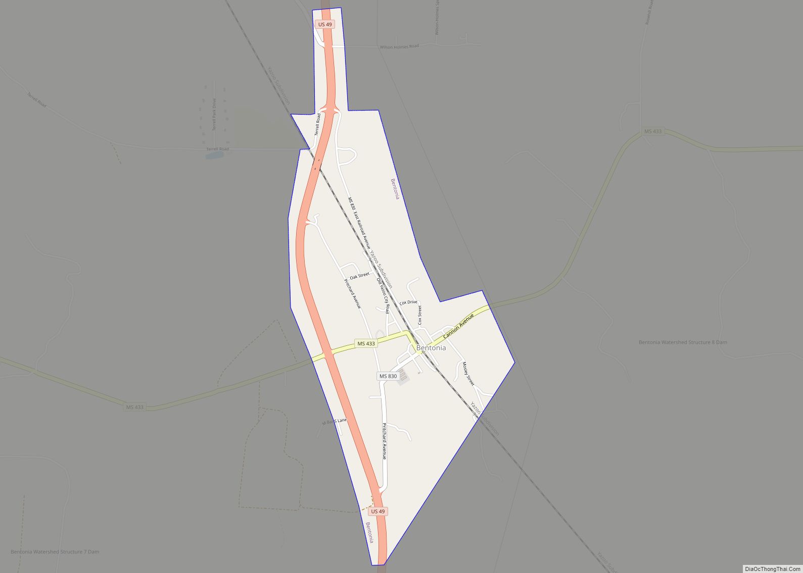 Map of Bentonia town
