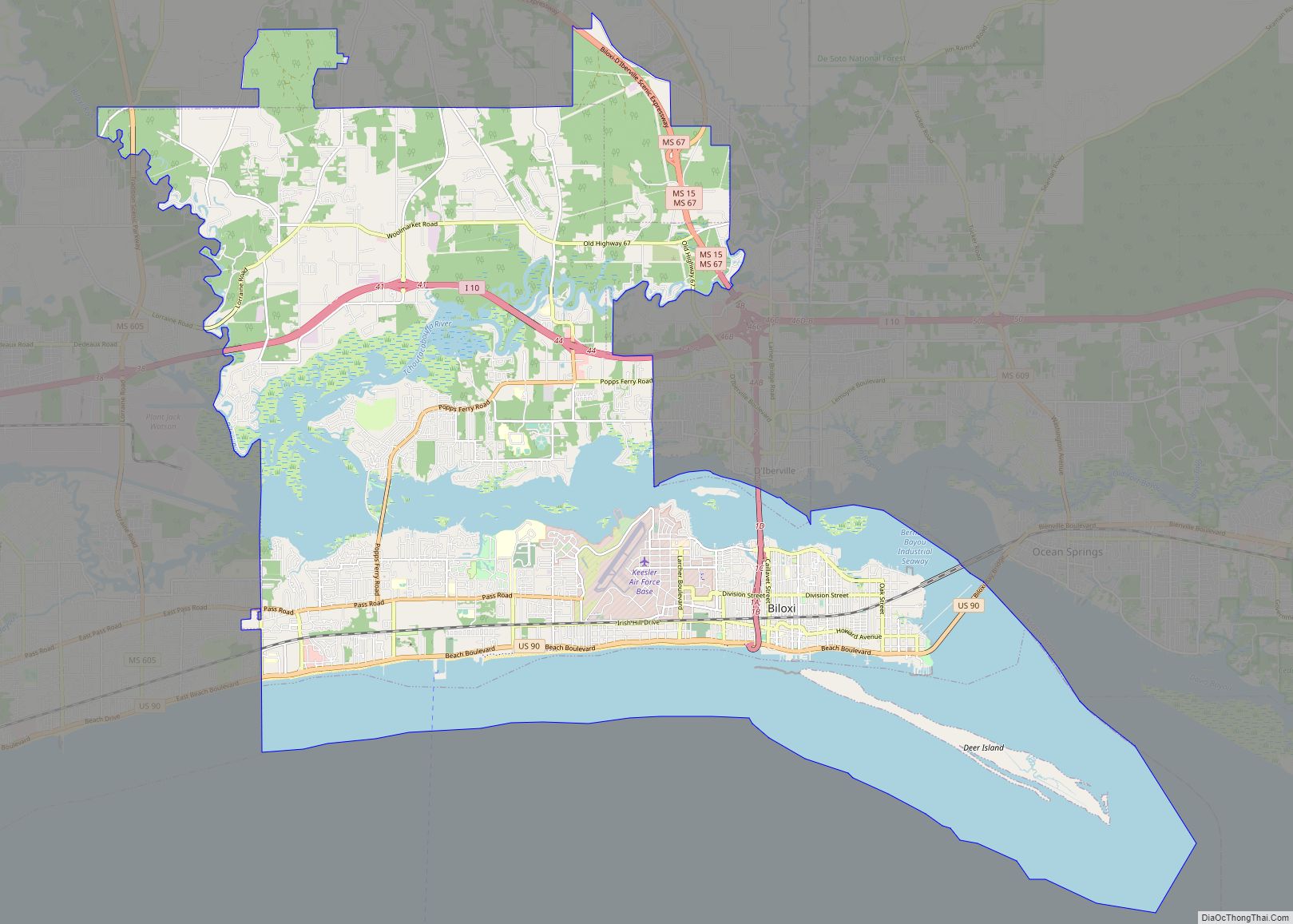 Map of Biloxi city