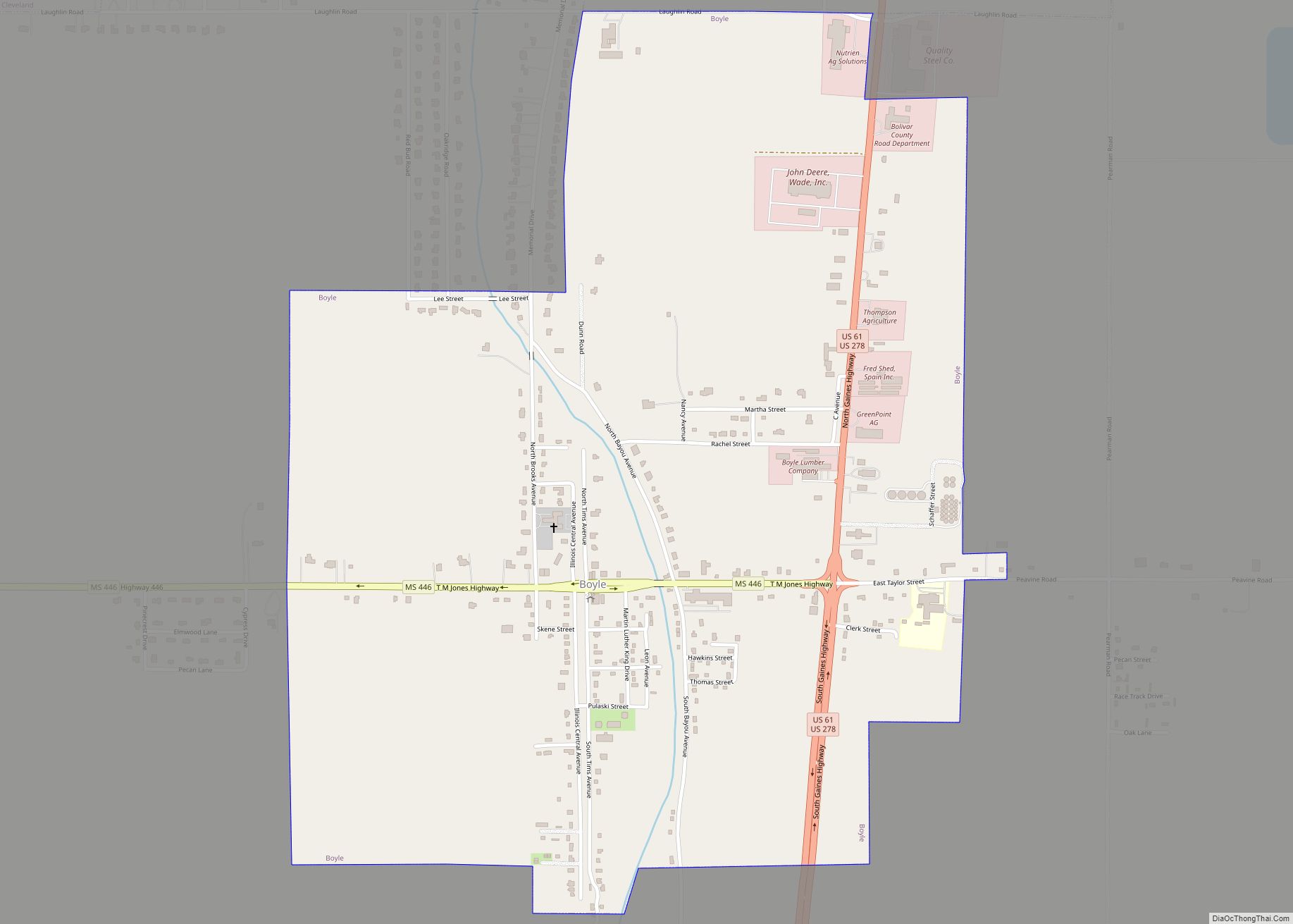Map of Boyle town