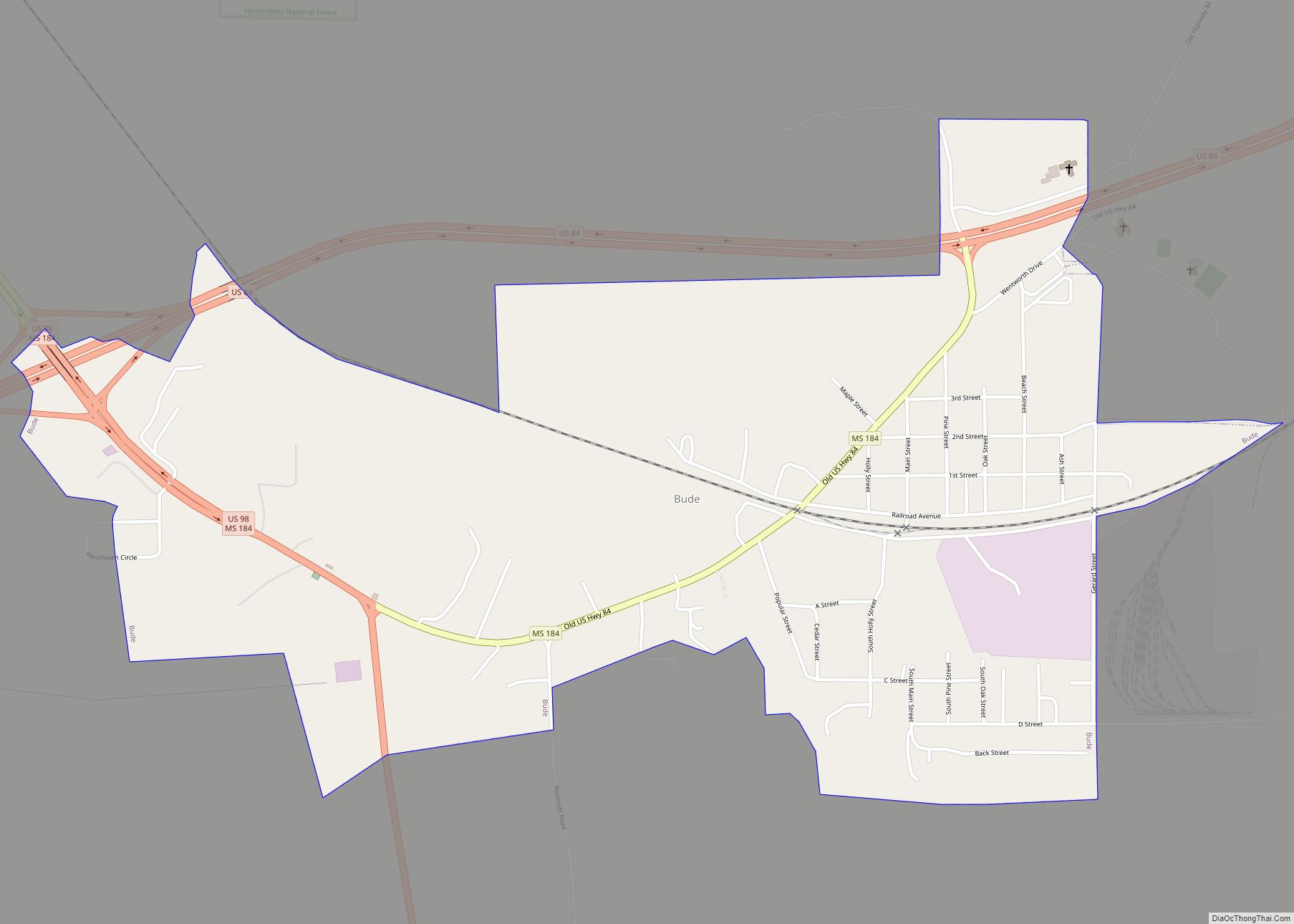 Map of Bude town
