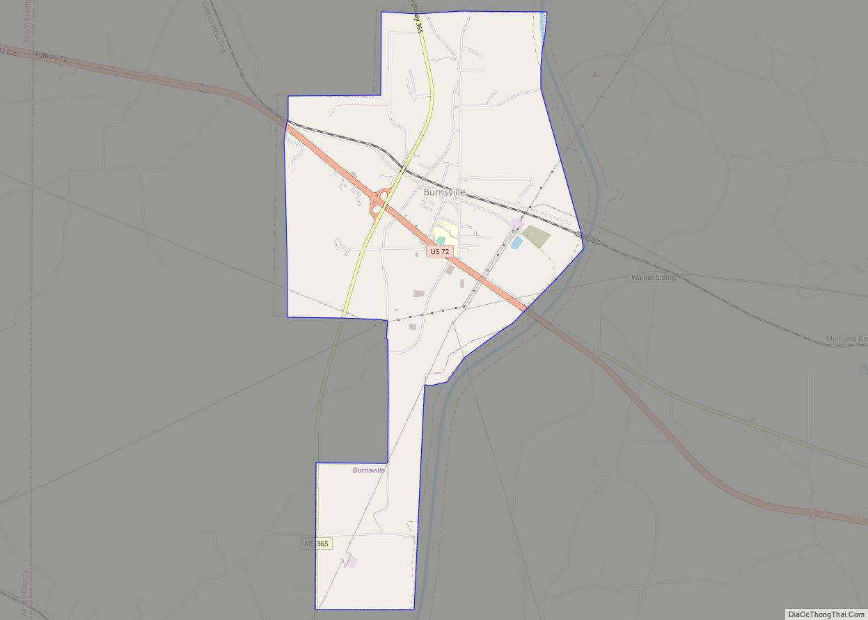 Map of Burnsville town, Mississippi