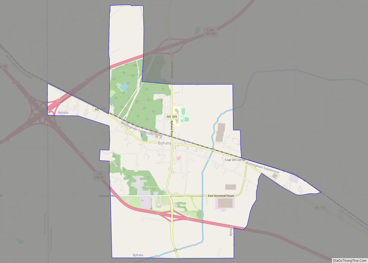 Map of Byhalia town