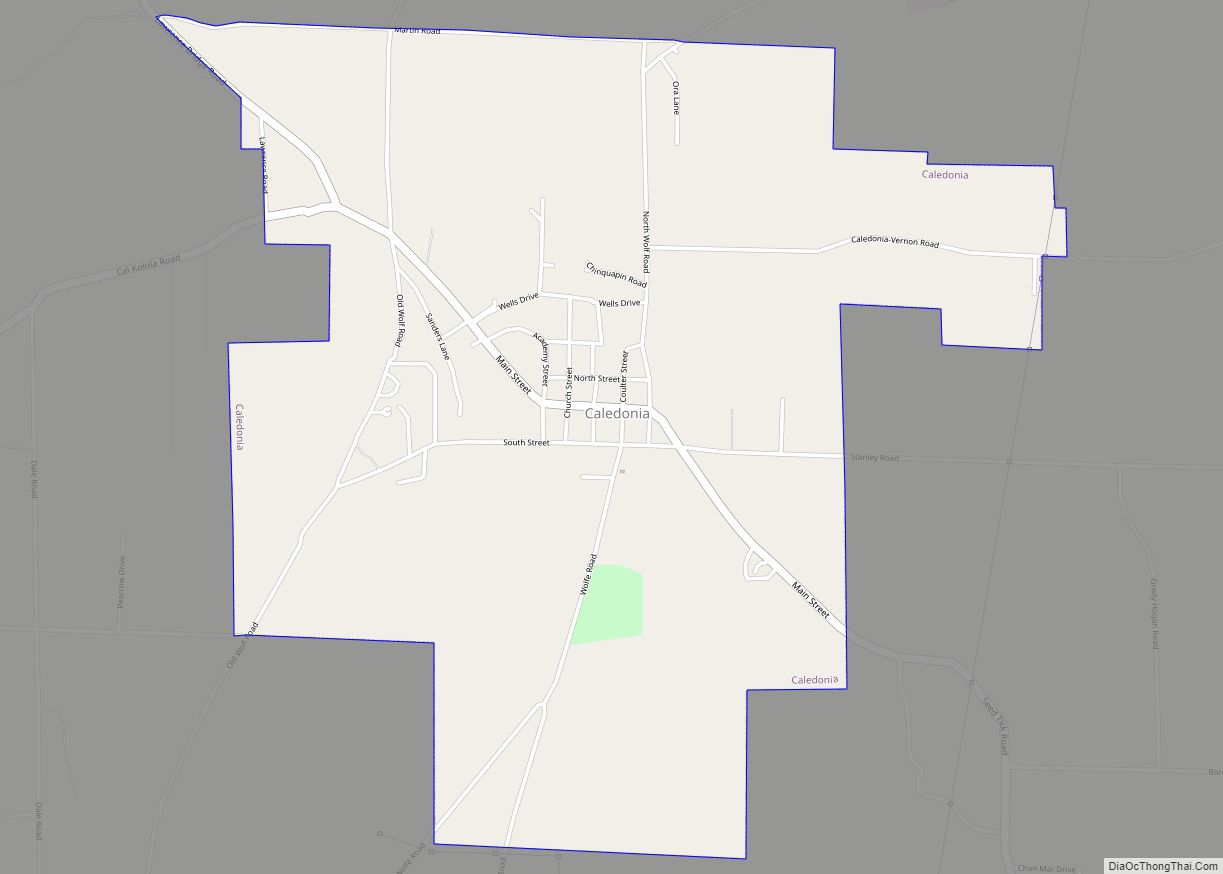 Map of Caledonia town, Mississippi