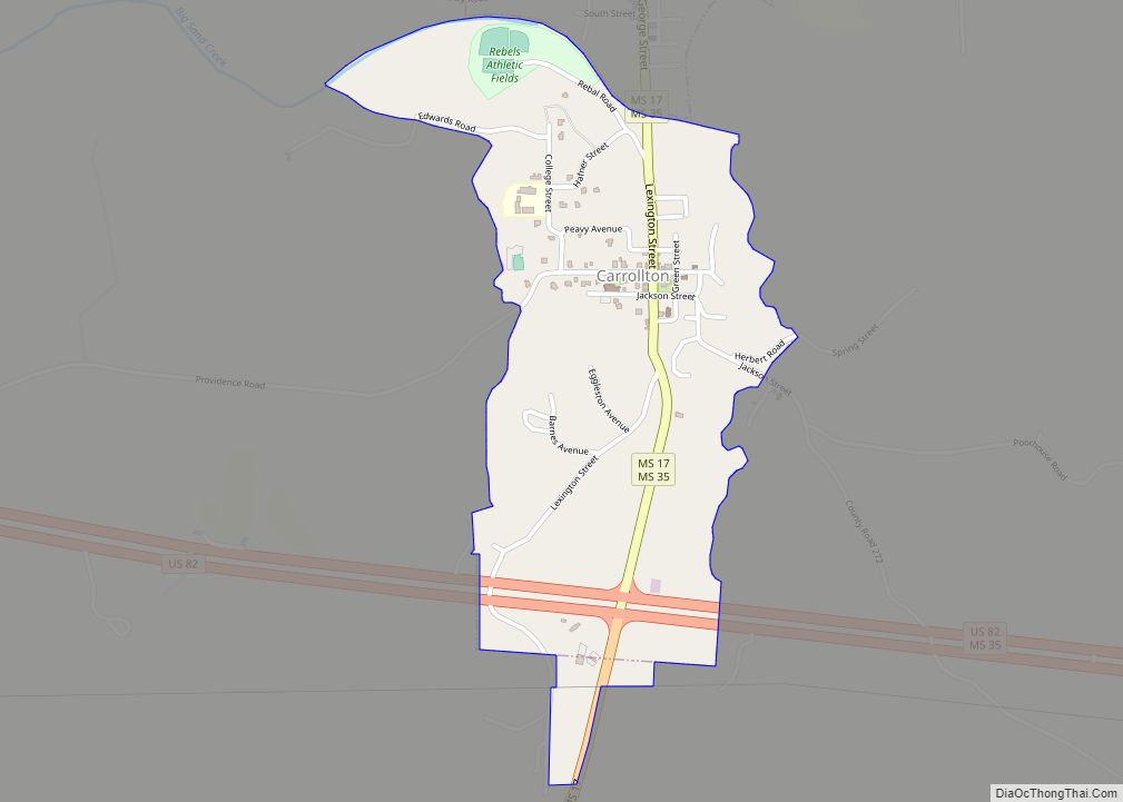 Map of Carrollton town, Mississippi