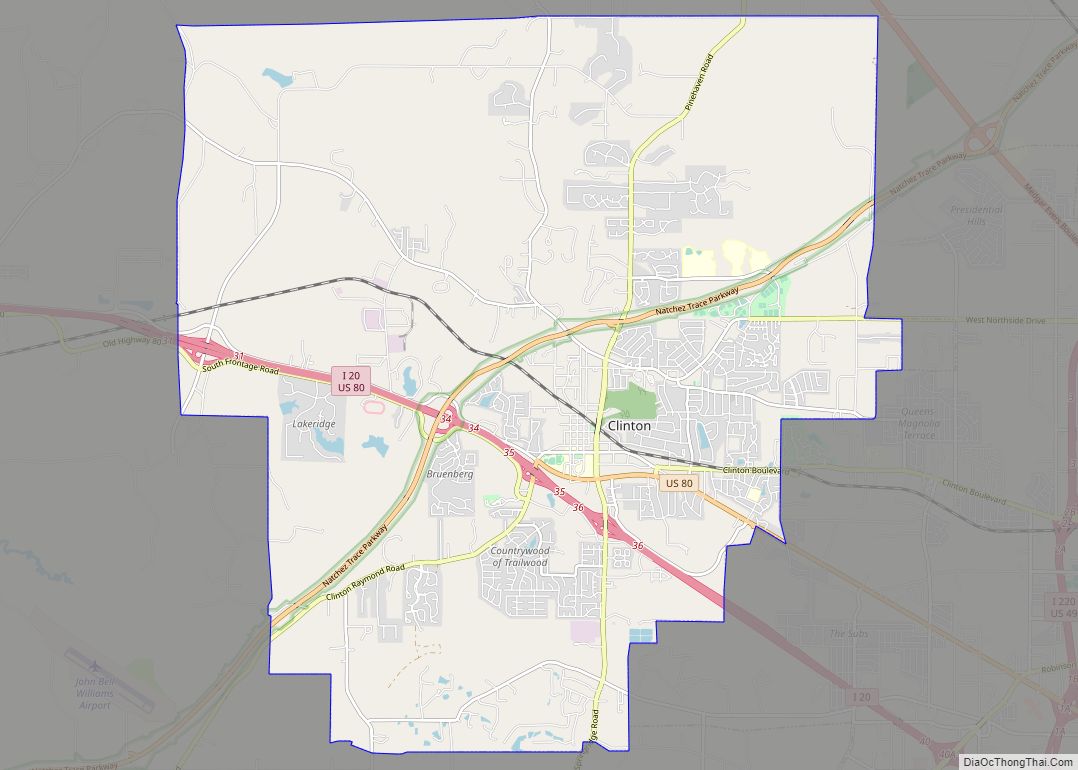 Map of Clinton city, Mississippi