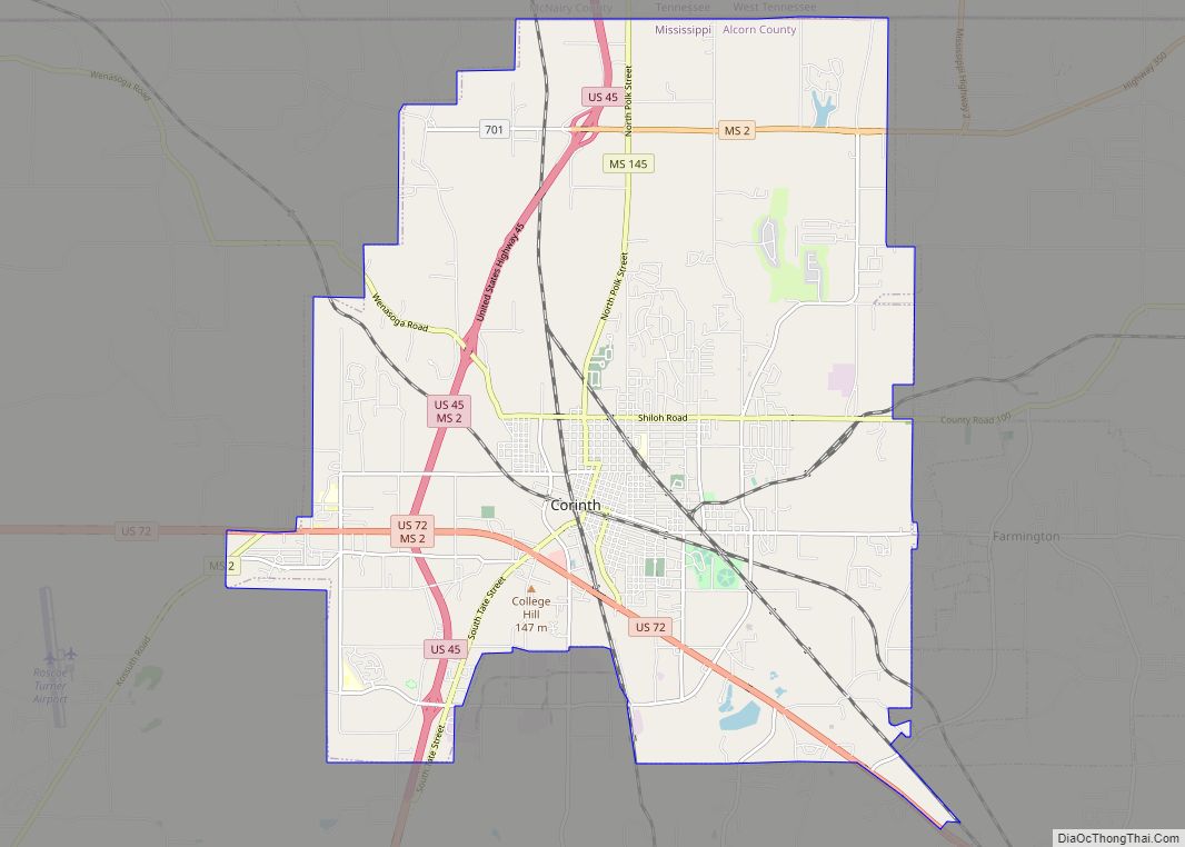 Map of Corinth city, Mississippi