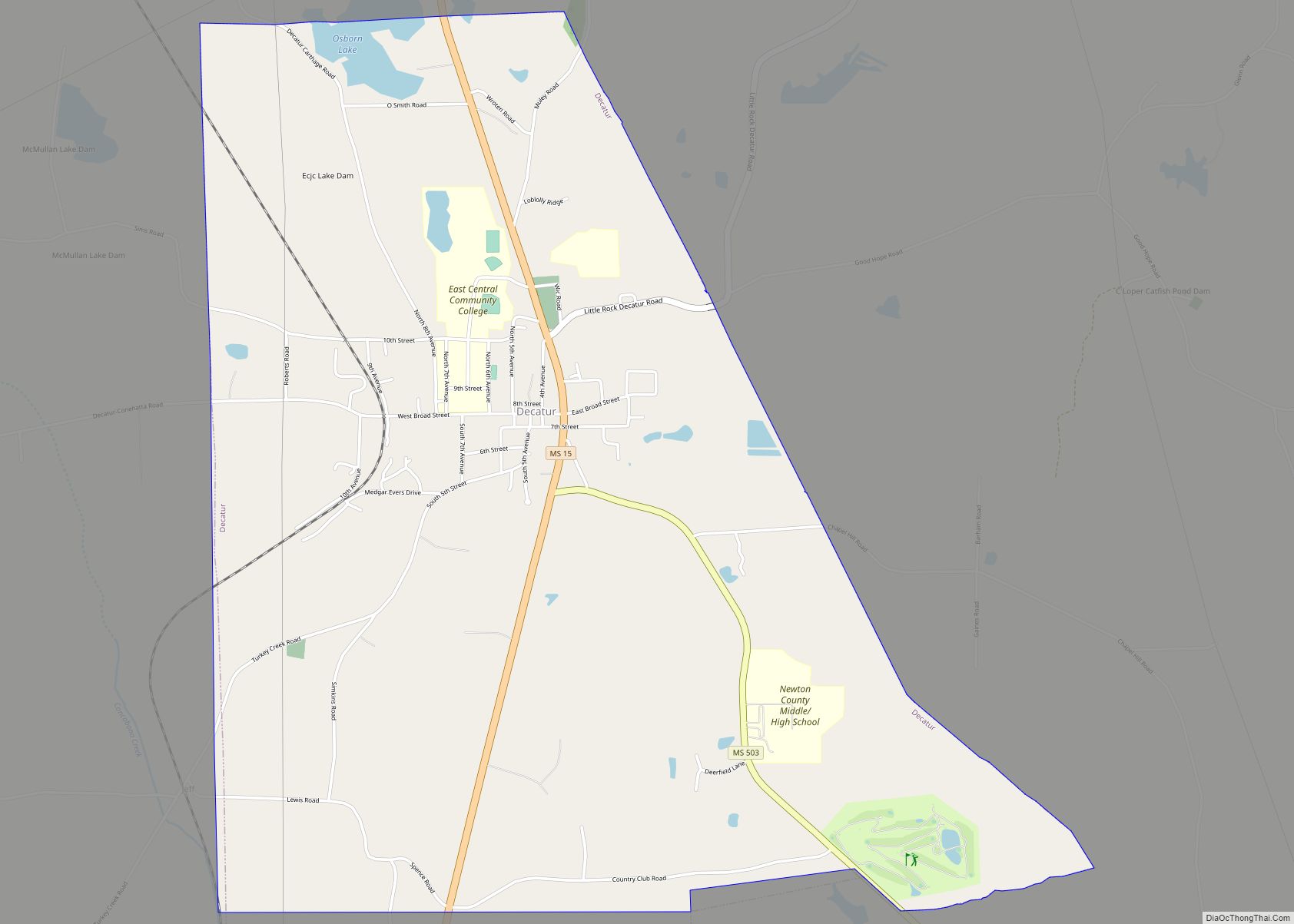 Map of Decatur town, Mississippi
