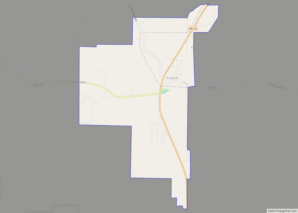 Map of Falkner town