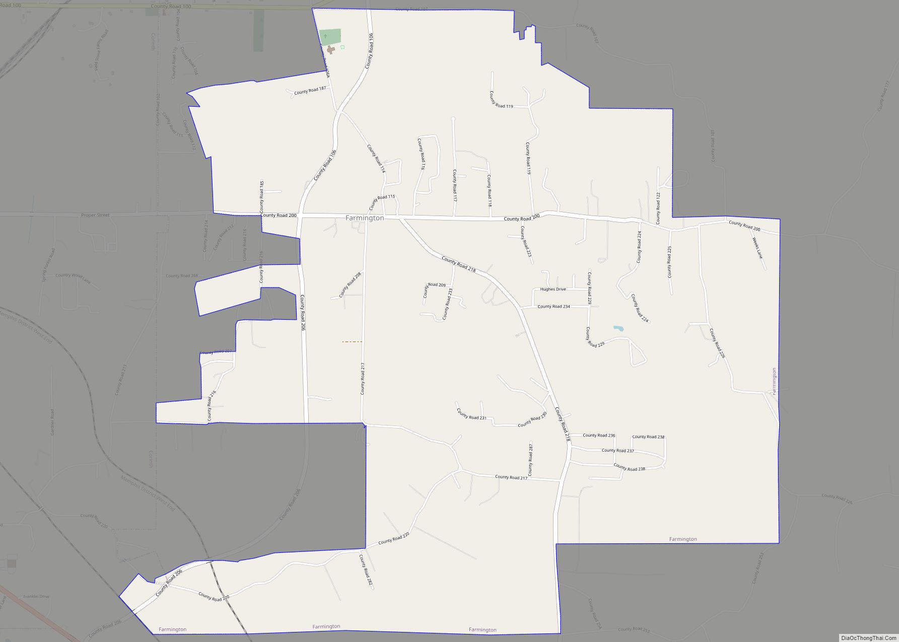 Map of Farmington town, Mississippi