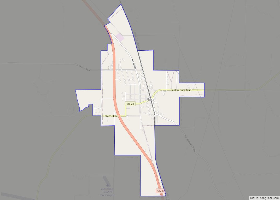 Map of Flora town, Mississippi