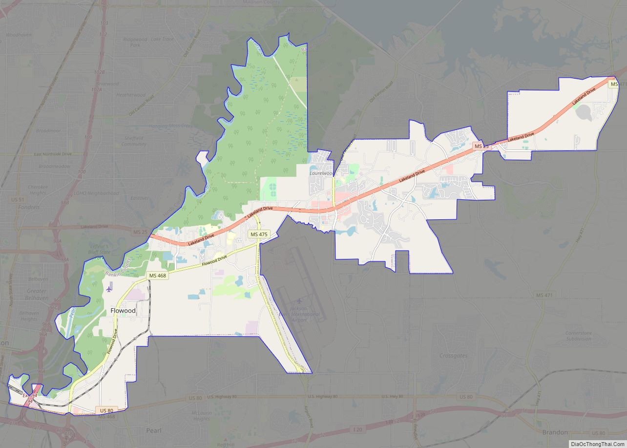 Map of Flowood city