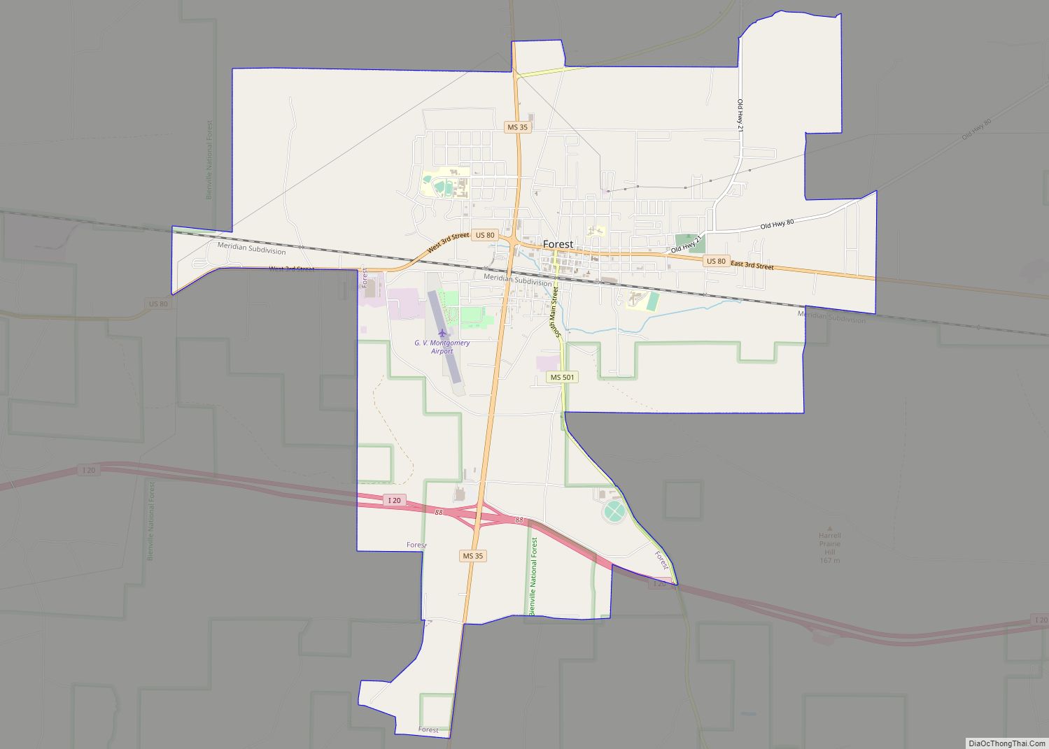 Map of Forest city, Mississippi