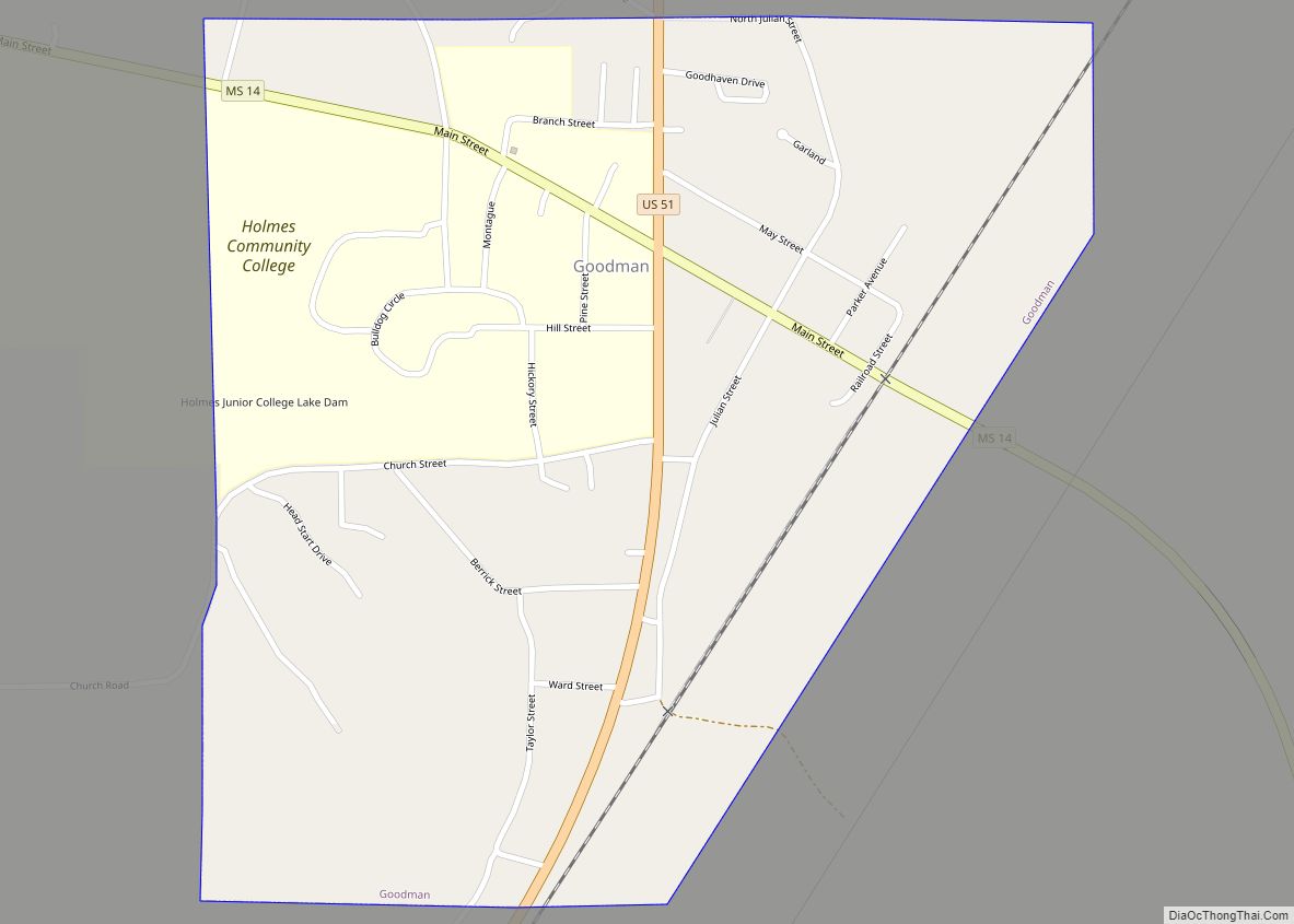 Map of Goodman town, Mississippi