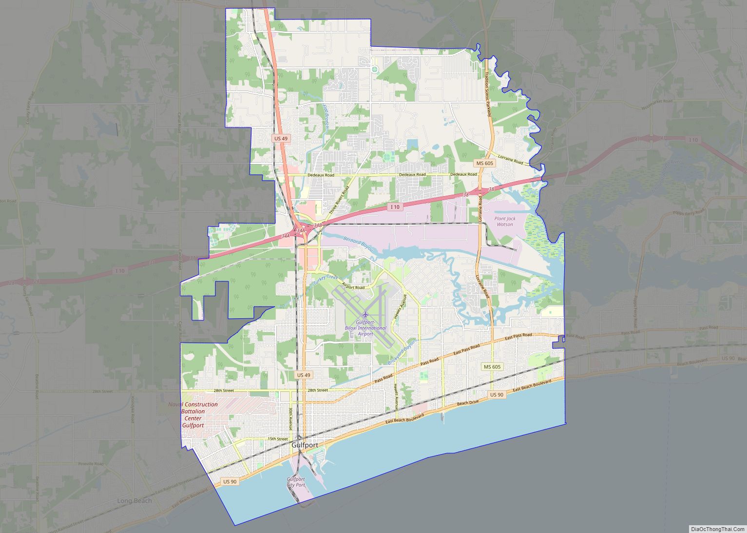 Map of Gulfport city, Mississippi