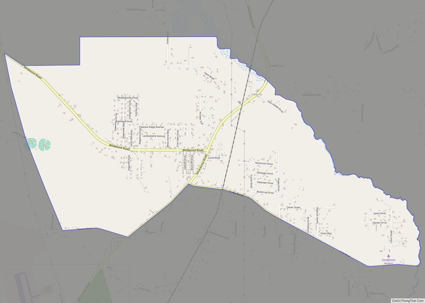 Map of Helena CDP, Mississippi